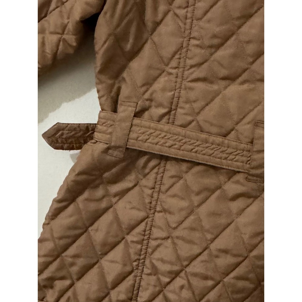 Women's Camel Quilted Belted Jacket Equestrian Preppy Puffer Coat Spain US8/EU40 - Picture 6 of 14
